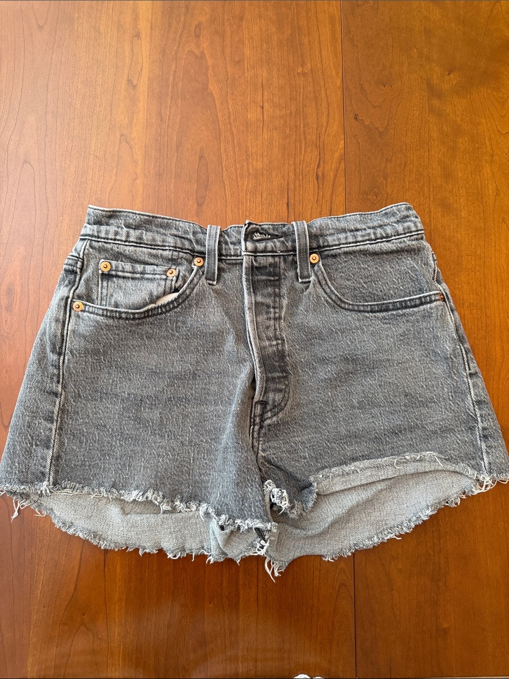 Levi's Black-Faded High-Rise Cutoff Denim Shorts